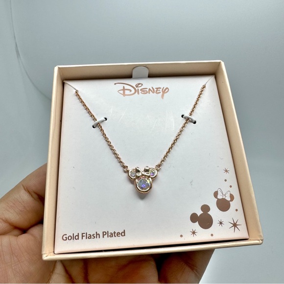 Disney Minnie Mouse Gold Flash Plated Necklace Rose Gold NEW - Picture 6 of 6